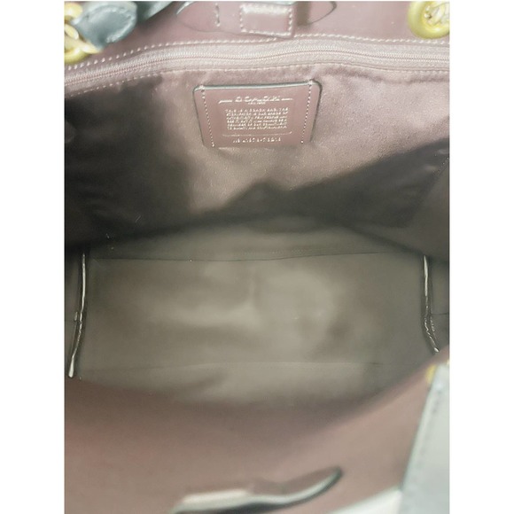 COACH Signature Chain Central Leather Tote Bag in Black - Picture 11 of 12